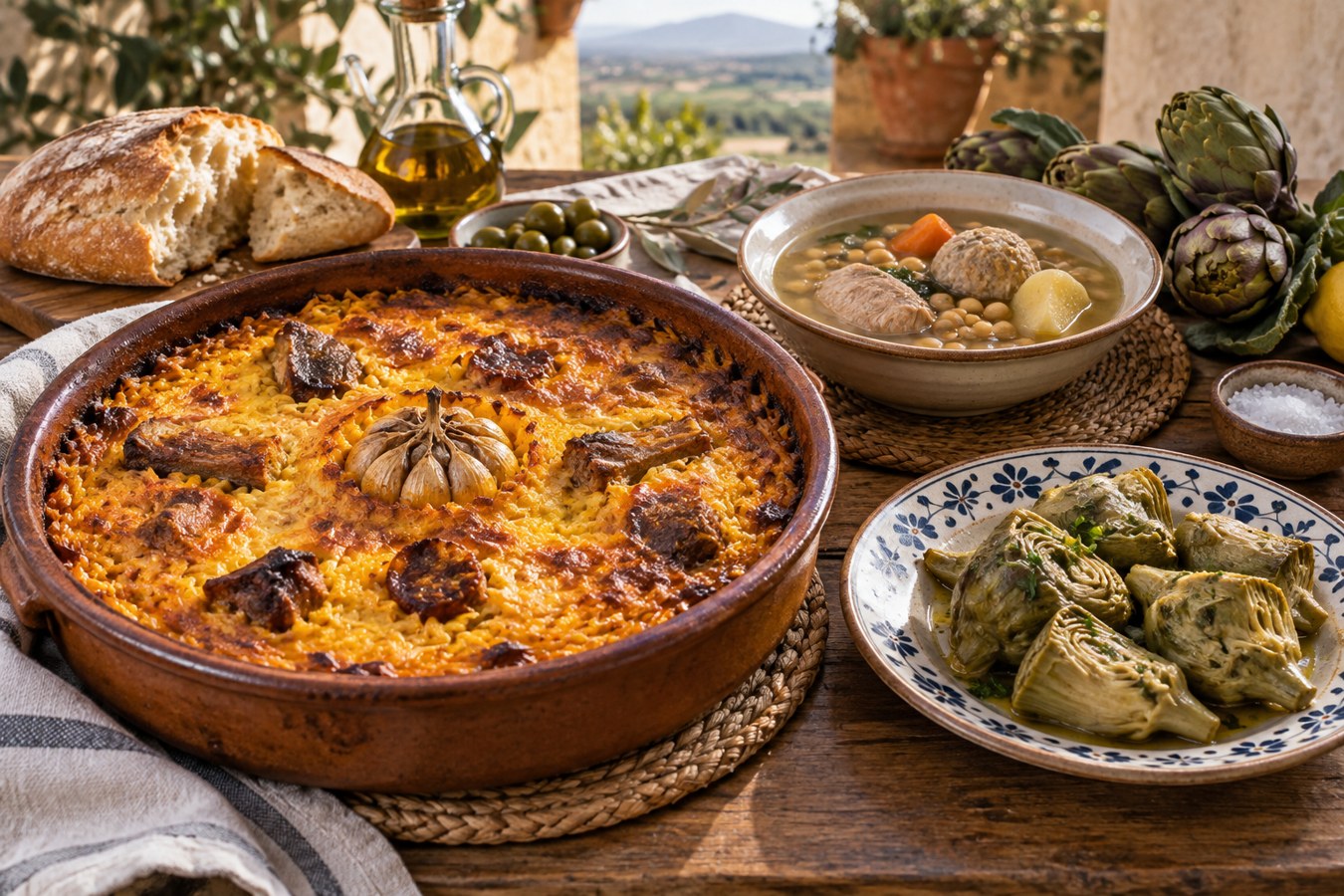Interpretación ilustrativa de platos tradicionales de Orihuela